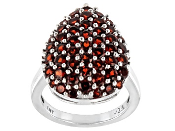 Picture of Garnet Rhodium Over Silver Cluster Ring 4.32ctw