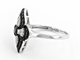 Black Spinel Rhodium Over Silver Ring 0.53ctw