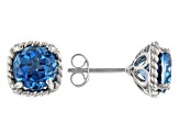 London Blue Topaz Rhodium Over Sterling Silver Stud Earrings 4.25ctw