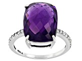 Purple Amethyst Rhodium Over Sterling Silver Ring 9.07ctw