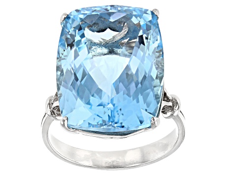 Sky Blue Topaz Rhodium Over Sterling Silver Ring 25.00ct