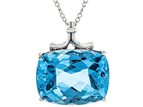 Sky Blue Topaz Rhodium Over Sterling Silver Pendant with Chain 25.00ct ...