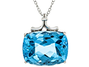 Sky Blue Topaz Rhodium Over Sterling Silver Pendant with Chain 25.00ct