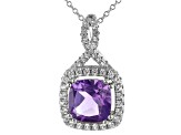 Purple Amethyst Rhodium Over Silver Pendant and Earring Set 4.34ctw