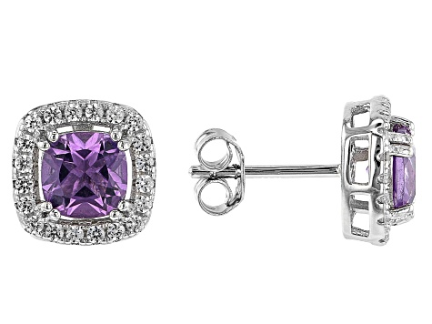 Purple Amethyst Rhodium Over Silver Pendant and Earring Set 4.34ctw
