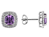 Purple Amethyst Rhodium Over Silver Pendant and Earring Set 4.34ctw