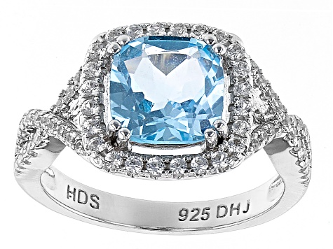 Sky Blue Topaz Rhodium Over Sterling Silver Ring 2.84ctw