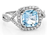 Sky Blue Topaz Rhodium Over Sterling Silver Ring 2.84ctw