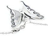 Multi Color Abalone Shell Rhodium Over Silver Butterfly Pendant With Chain