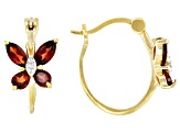 Red Garnet with Diamond Accent 18K Yellow Gold Over Sterling Silver Hoop Earrings. 1.74ctw