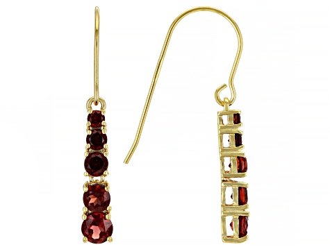 Red Garnet 18K Yellow Gold Over Sterling Silver Earrings. 1.93ctw