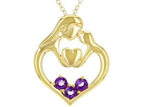 Purple African Amethyst 18K Yellow Gold Over Sterling Silver Pendant with Chain. 0.24ctw - DOK1507 - Vimarsana News