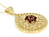 Red Garnet 18K Yellow Gold Over Sterling Silver Pendant With Chain. 1.13ctw