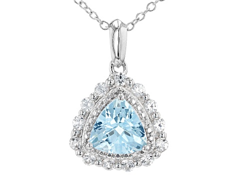 Sky Blue Topaz Rhodium Over Sterling Silver Pendant with Chain. 2.08ctw