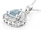 Sky Blue Topaz Rhodium Over Sterling Silver Pendant with Chain. 2.08ctw