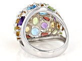 Multi-Gemstone Rhodium Over Sterling Silver Ring. 6.56ctw