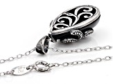 Black Agate Sterling Silver Over Bronze Pendant With Chain