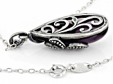 Purple Amethyst Simulant With Marcasite Sterling Silver Over Bronze Pendant With Chain