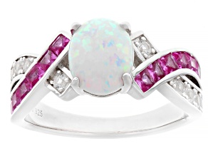 White Lab Created Opal Rhodium Over Sterling Silver Ring 1.60ctw