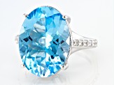 Sky Blue Topaz Rhodium Over Sterling Silver Ring 15.76ctw