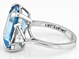 Sky Blue Topaz Rhodium Over Sterling Silver Ring 10.10ctw