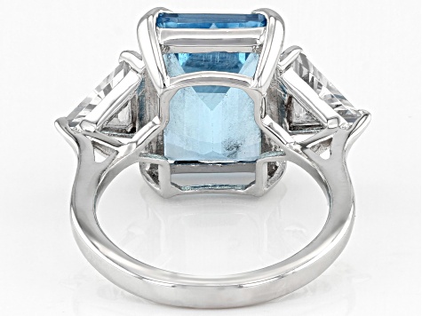Sky Blue Topaz Rhodium Over Sterling Silver Ring 10.10ctw