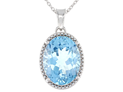 Sky Blue Topaz Rhodium Over Sterling Silver Pendant With Chain 20.50ctw