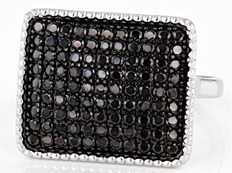 Black Spinel Rhodium Over Sterling Silver Ring 1.10ctw