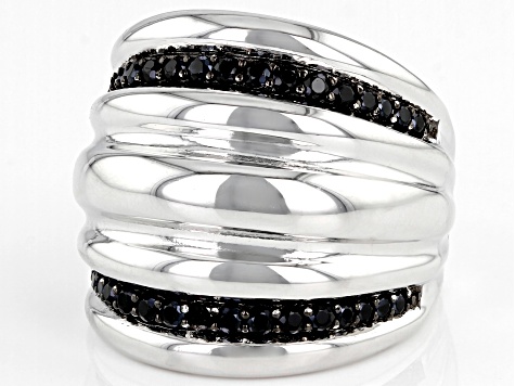 Black Spinel Rhodium Over Sterling Silver Ring .43ctw