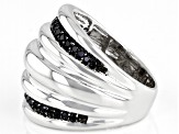 Black Spinel Rhodium Over Sterling Silver Ring .43ctw