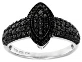 Round Black Spinel Rhodium Over Sterling Silver Ring .77ctw