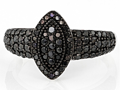 Round Black Spinel Rhodium Over Sterling Silver Ring .77ctw - DOK1606 ...