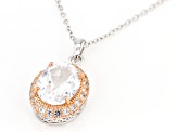 White Lab Created Sapphire 18k Rose Gold Over Silver Pendant With Chain 3.33ctw
