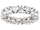 White Lab Created Sapphire Rhodium Over Sterling Silver Band Ring 4.86ctw