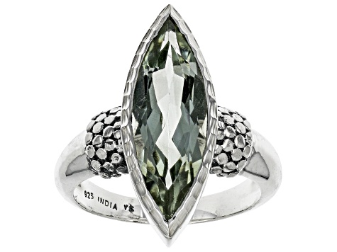 Green Prasiolite Sterling Silver Ring 3.50ctw