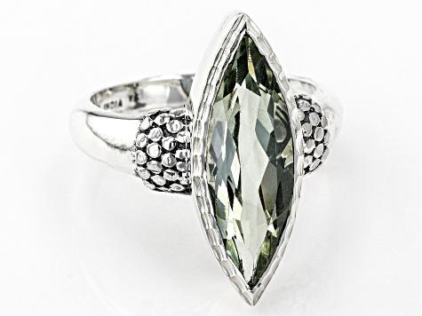Green Prasiolite Sterling Silver Ring 3.50ctw