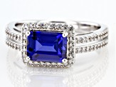 Blue Lab Created Sapphire Rhodium Over Sterling Silver Ring 2.39ctw