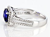 Blue Lab Created Sapphire Rhodium Over Sterling Silver Ring 2.39ctw