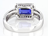 Blue Lab Created Sapphire Rhodium Over Sterling Silver Ring 2.39ctw