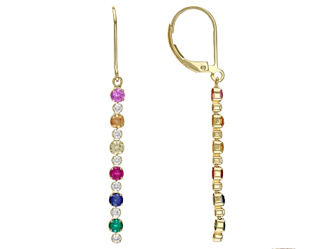 Green Lab Created Emerald 18k Yellow Gold Over Sterling Silver Earrings. 1.40ctw