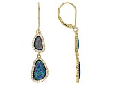 Blue Lab Created Opal 18k Yellow Gold Over Sterling Silver Dangle Earrings 0.61ctw