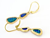 Blue Lab Created Opal 18k Yellow Gold Over Sterling Silver Dangle Earrings 0.61ctw