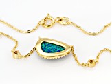 Blue Lab Created Opal 18k Yellow Gold Over Sterling Silver Necklace 0.39ctw