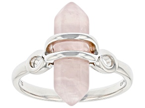 Pink Rose Quartz Rhodium Over Sterling Silver Ring 3.68ctw