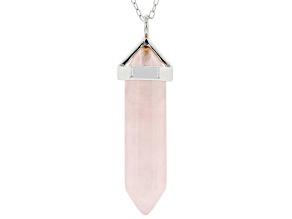 Pink Rose Quartz Rhodium Over Sterling Silver Necklace