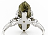 Gray Labradorite Rhodium Over Sterling Silver Ring 4.10ct