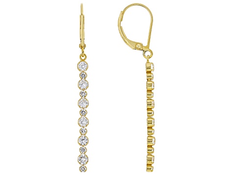 White Lab Created Sapphire 18k Yellow Gold Over Sterling Silver Dangle Earrings 1.79ctw