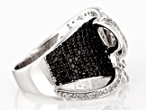 Black Spinel Rhodium Over Sterling Silver Ring. 2.28ctw