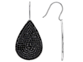 Black Spinel Rhodium Over Sterling Silver Earrings. 4.08ctw