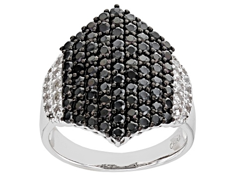 Black Spinel Rhodium Over Sterling Silver Ring. 2.38ctw
